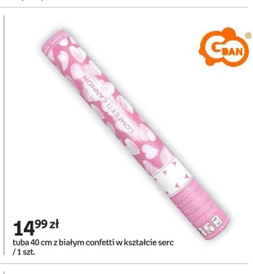 Tuba 40 cm z białym confetti w kształcie serc promocja w Empik