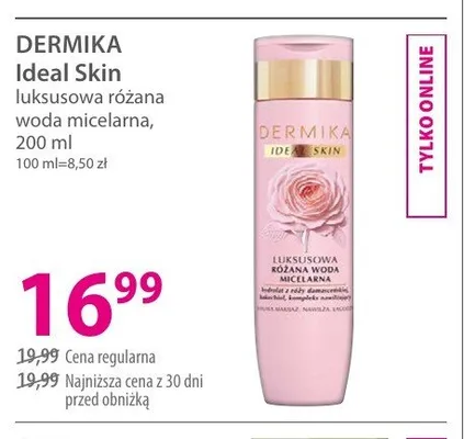 Luksusowa różana woda micelarna DERMIKA Ideal Skin promocja w Hebe