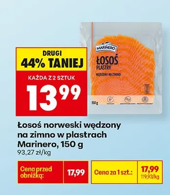 Łosoś norweski wędzony na zimno w plastrach promocja w Biedronka