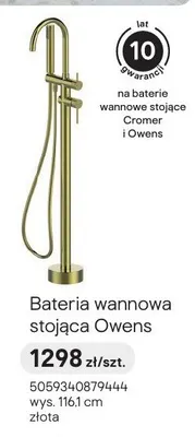 Bateria wannowa stojąca Owens złota promocja w Castorama