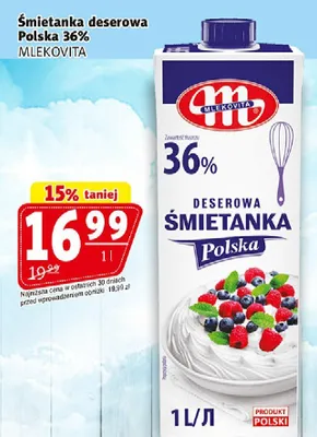 Śmietanka deserowa Polska 36% promocja w Prim Market