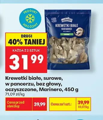 Krewetki białe surowe w pancerzu bez głowy oczyszczone Marinero promocja w Biedronka