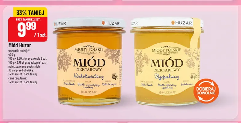 Miód nektarowy wielokwiatowy Huzar promocja w POLOmarket