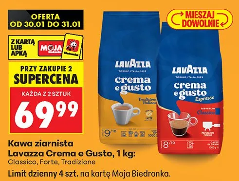 Kawa ziarnista Lavazza Crema e Gusto 1kg promocja w Biedronka
