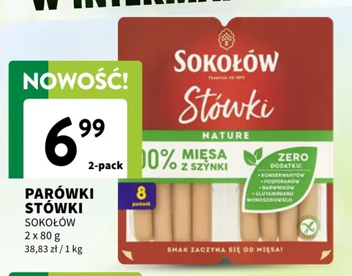 Parówki Stówki Sokołów 2-pak promocja w Intermarche