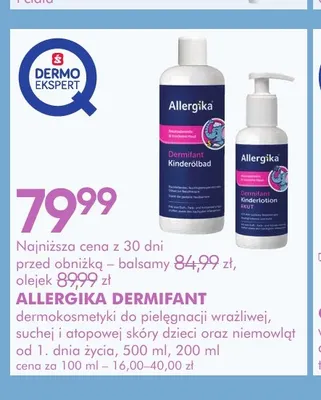 Olejek do kąpieli dla dzieci Allergika Dermifant 500 ml promocja w Super-Pharm