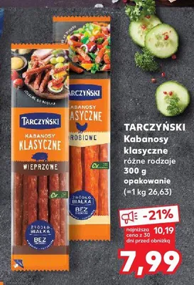 Kabanosy klasyczne wieprzowe Tarczyński promocja w Kaufland