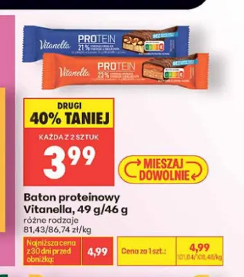 Baton proteinowy Vitanella promocja w Biedronka