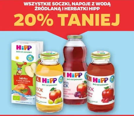 Soczki, napoje z wodą źródlaną i herbatki HiPP 20% taniej promocja w Netto