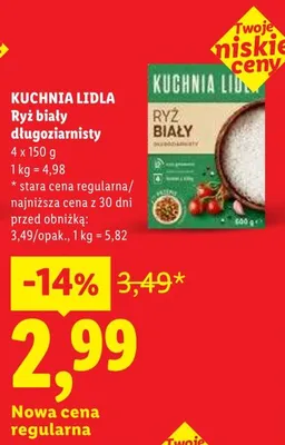 Ryż biały długoziarnisty Kuchnia Lidla 4-pak 150g promocja w Lidl