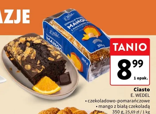 Ciasto E.Wedel mango z białą czekoladą promocja w Intermarche