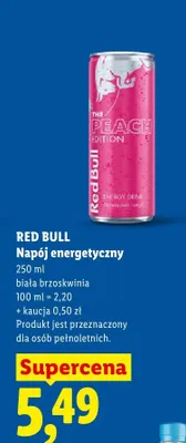 Napój energetyczny Red Bull biała brzoskwinia promocja w Lidl