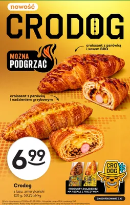 Croissant Crodog z lasu z parówką i nadzieniem grzybowym promocja w Żabka