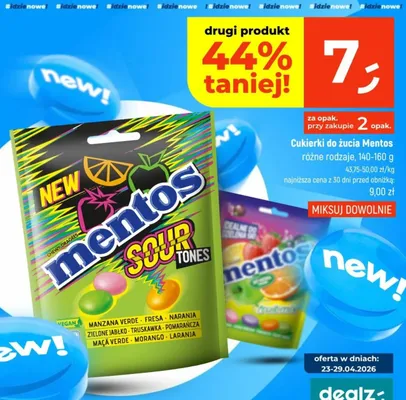 Cukierki do żucia Mentos Sour Tones promocja w Dealz