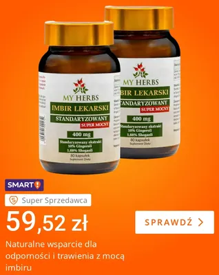 Imbir lekarski standaryzowany super mocny My Herbs 2-pak promocja w Allegro