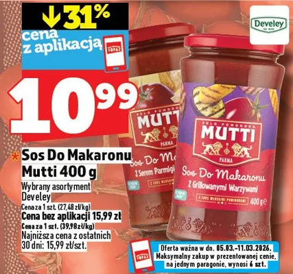 Sos Do Makaronu Mutti promocja w TOPAZ