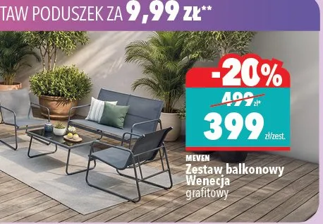 Zestaw balkonowy Wenecja Meven grafitowy promocja w Biedronka Home
