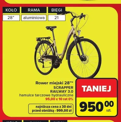 Rower miejski Scrapper Railway 3,0 promocja w Carrefour