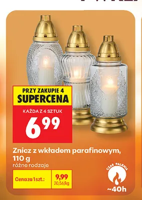 Znicz z wkładem parafinowym promocja w Biedronka