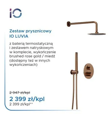 Zestaw prysznicowy IO LUVIA promocja w Blu Salony Łazienek