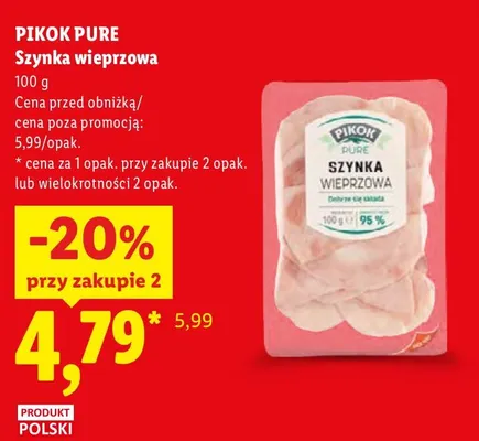 Szynka wieprzowa Pikok Pure promocja w Lidl