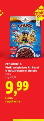 Płatki czekoladowe Psi Patrol w kształcie kostek i piesków Crownfield promocja w Lidl