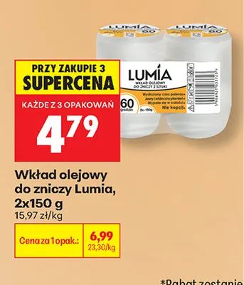 Wkład olejowy do zniczy Lumia 2-pak 150 g promocja w Biedronka