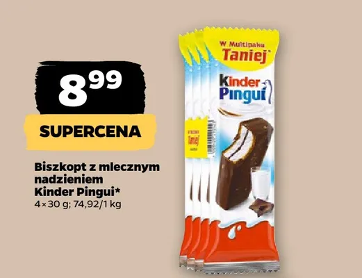 Biszkopt z mlecznym nadzieniem Kinder Pingui promocja w Netto