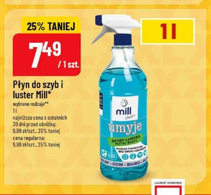 Płyn do szyb i luster Mill promocja w POLOmarket