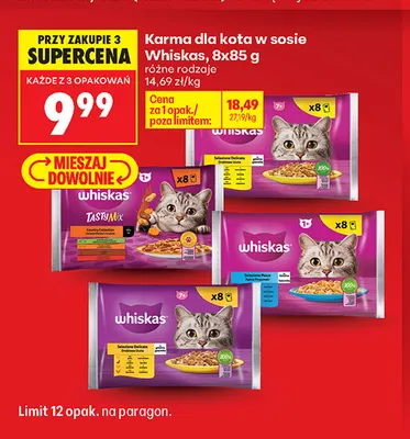 Karma dla kota w sosie Whiskas 8-pak 85 g promocja w Biedronka