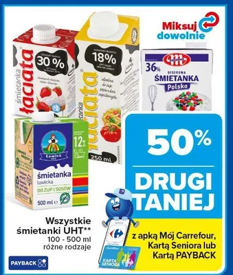 Śmietanki UHT różne rodzaje promocja w Carrefour Market