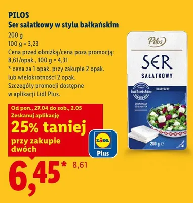 Ser sałatkowy w stylu bałkańskim Pilos promocja w Lidl
