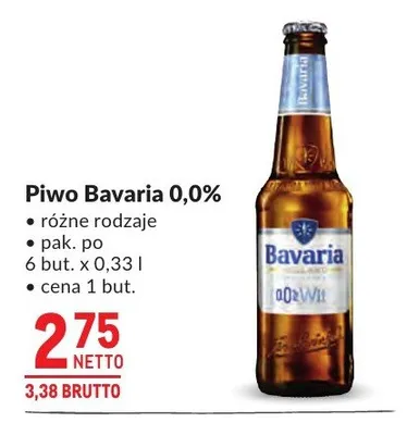 Piwo bezalkoholowe Bavaria 0,0% promocja w Makro