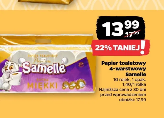 Papier toaletowy 4-warstwowy Samelle promocja w Netto