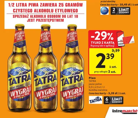 Piwo jasne pełne butelka zwrotna promocja w Intermarche