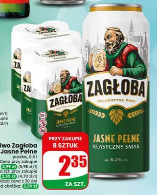 Piwo Zagłoba Jasne Pełne puszka promocja w Dino