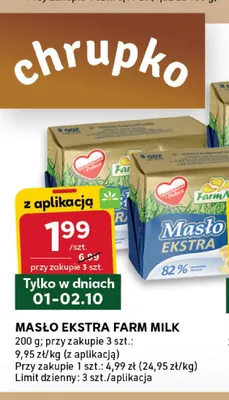 Masło ekstra Farm Milk promocja w Stokrotka