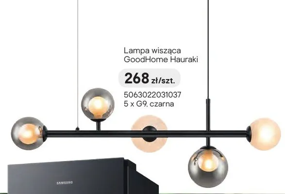 Lampa wisząca GoodHome Hauraki 5 x G9 czarna promocja w Castorama