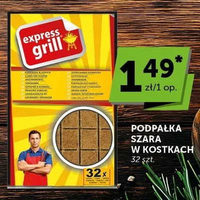 Podpałka szara w kostkach Express Grill promocja w Groszek