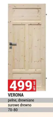 Drzwi VERONA pełne drewniane surowe drewno 70-80 promocja w Merkury Market
