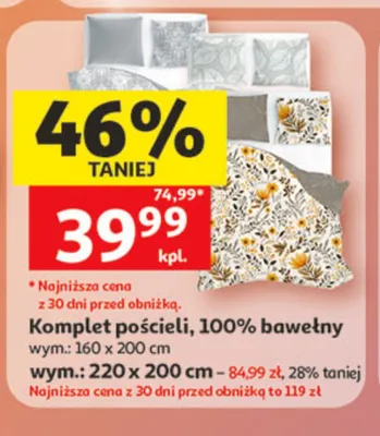 Komplet pościeli 100% bawełny wym. 160x200cm promocja w Auchan