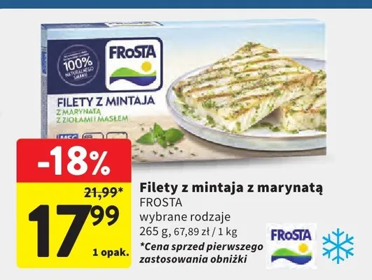 Filety z mintaja z marynatą Frosta wybrane rodzaje promocja w Intermarche
