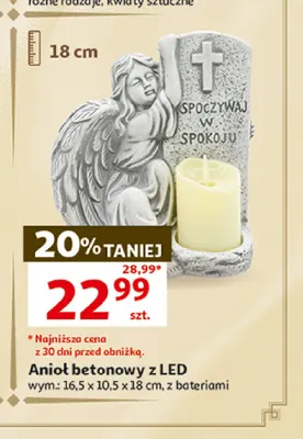 Anioł betonowy z LED promocja w Auchan