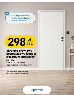 Skrzydło drzwiowe bezprzylgowe Exmoor z czarnym obrzeżem promocja w Castorama