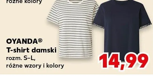 T-shirt damski rozm. S-L, różne wzory i kolory promocja w Kaufland