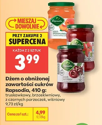 Dżem o obniżonej zawartości cukrów Rapsodia promocja w Biedronka