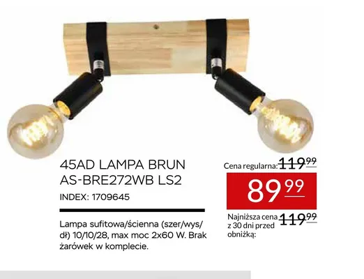 45AD Lampa Brun AS-BRE272WB LS2 promocja w Abra Meble