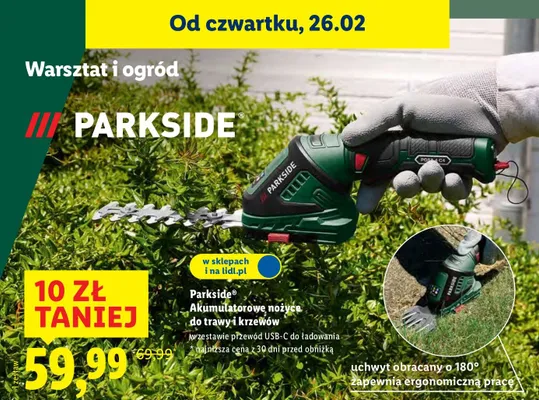 Akumulatorowe nożyce do trawy i krzewów promocja w Lidl