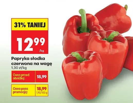 Papryka słodka czerwona na wagę promocja w Biedronka
