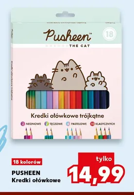 Kredki ołówkowe trójkątne Pusheen 18 kolorów promocja w Kaufland